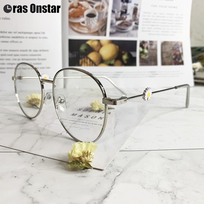 【Bayar di Tempat】100% Anti Blue Kacamata Retro Bundar Eyeglasses Wanita Kacamata Fashion Retro Frame-4