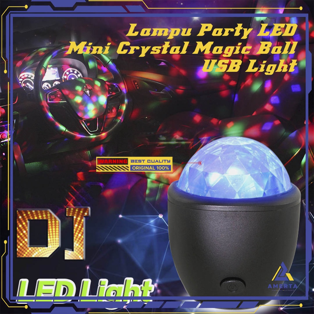 AGM Lampu Disco LED Mini Crystal Magic Ball Light USB