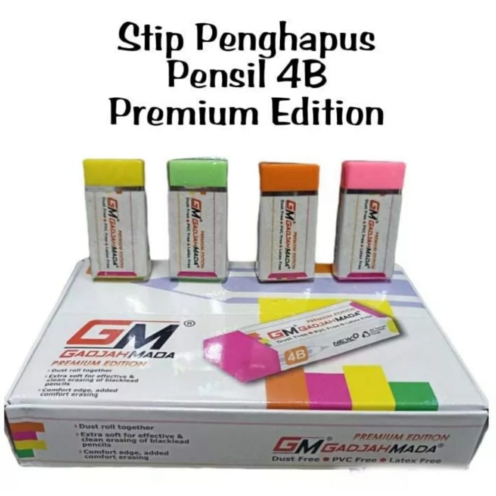 

AS888 - Gm Stip / Penghapus Sketsa / Eraser Pensil Besar Stip Pensil 4b Premium Edition Aneka Warna. Murah