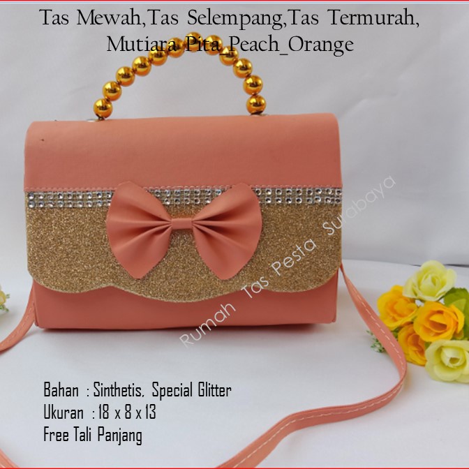 TAS PESTA MUTIARA PITA MODEL CLUCTH DAN SELEMPANG TERKESAN MEWAH DAN ELEGAN