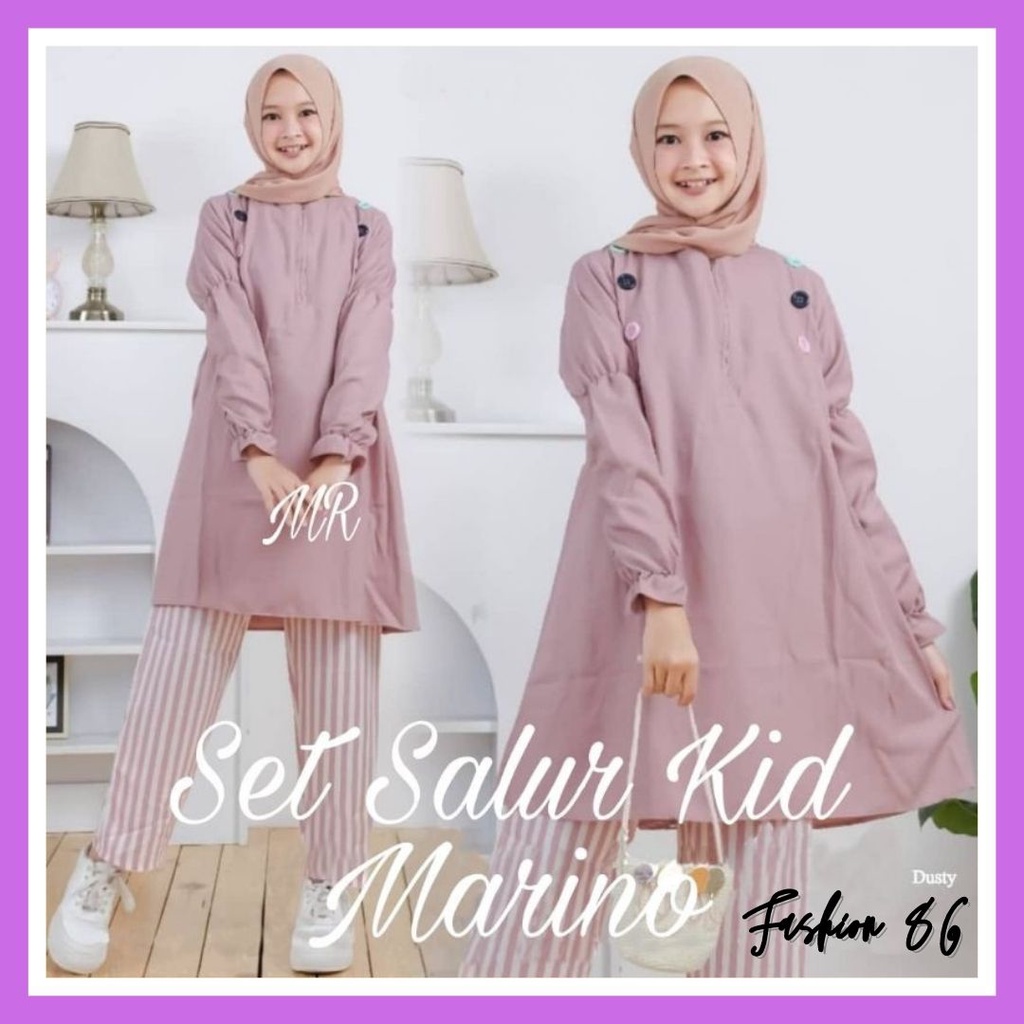Baju Setelan Tunik Celana Anak Muslim Perempuan Tanggung Usia 4 5 6 7 8 9 10 11 12 Tahun Trend Kekei