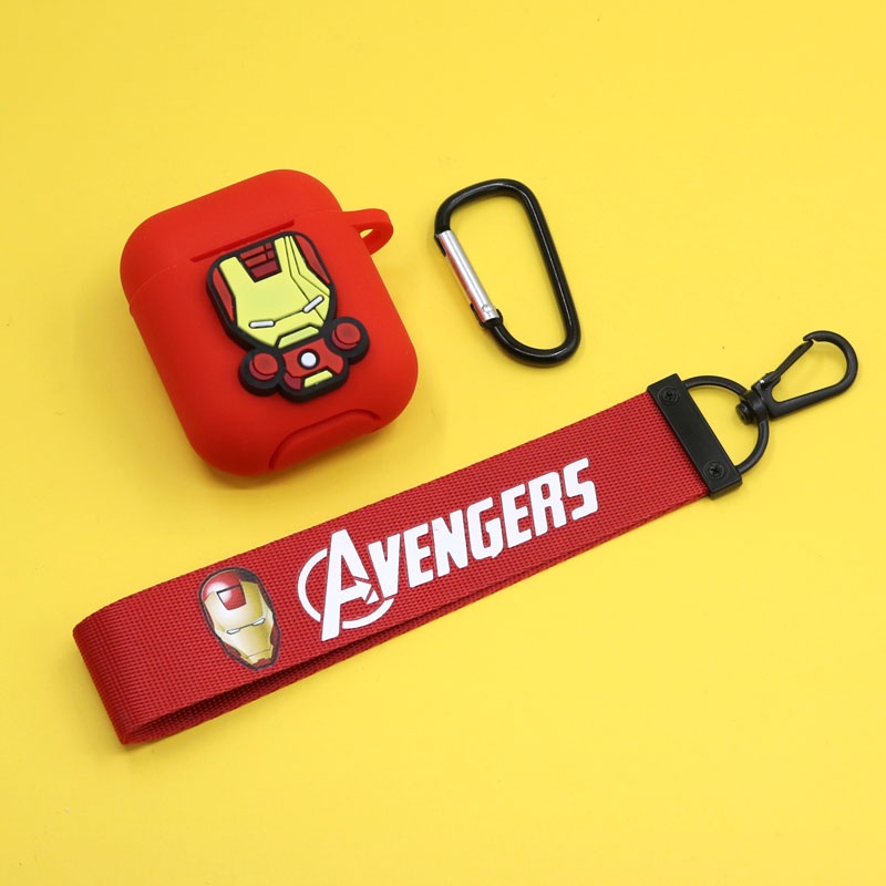 Casing Marvel Kompatibel Untuk Airpods1 2cover Pelindung Silikon Apple Wireless