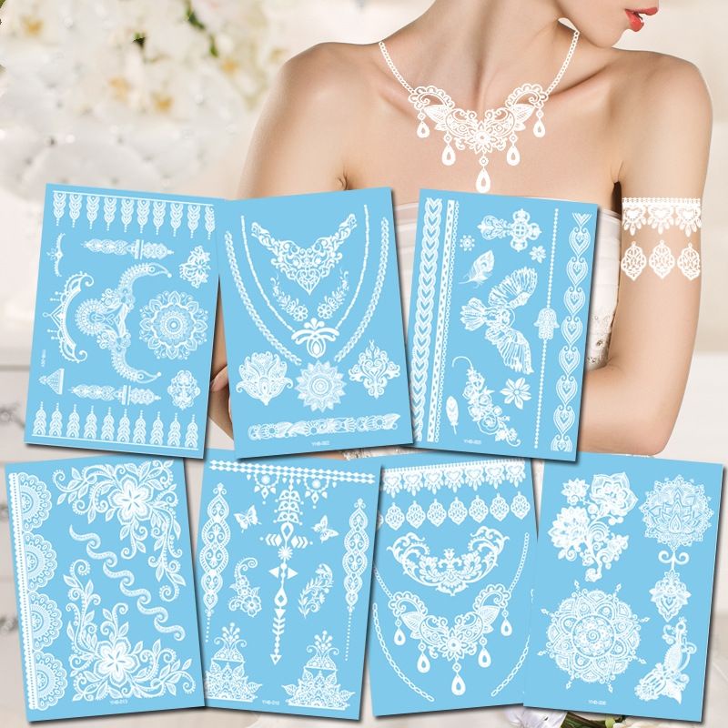 Henna tangan warna putih untuk pengantin wanita