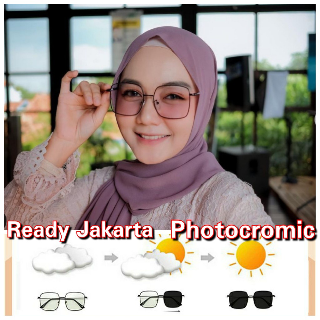 NEW PHOTOCROMIC KACAMATA FREM KOTAK WANITA DAN PRIA MILENIAL - SPRING STYLE