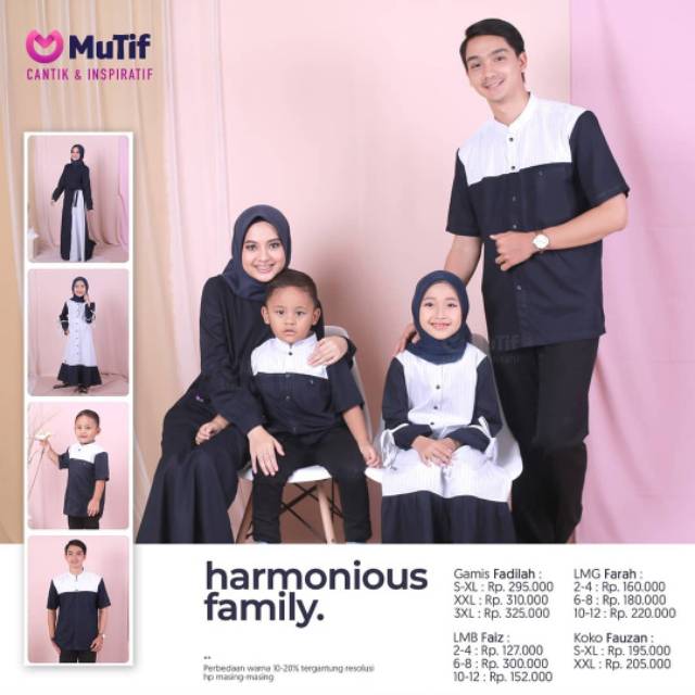 Sarimbit Family Series Original Fadilah-Fauzan by Mutif|Gamis Sarimbit|Kemko Sarimbit|Koko Navy Adem