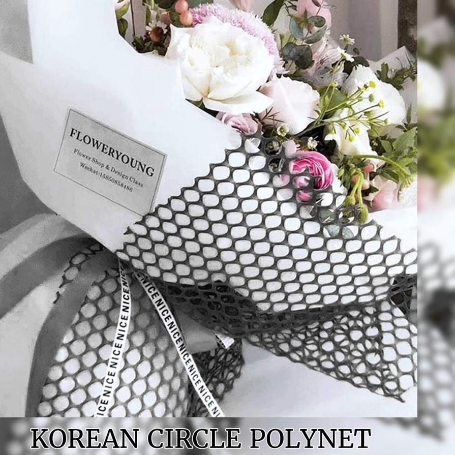 

KERTAS JARING BUKET BUNGA / KOREAN JARING ROLL / FLOWER WRAPPING PAPER CIRCLE POLYNET / KOREAN CIRCLE POLYNET 60CM*5YD