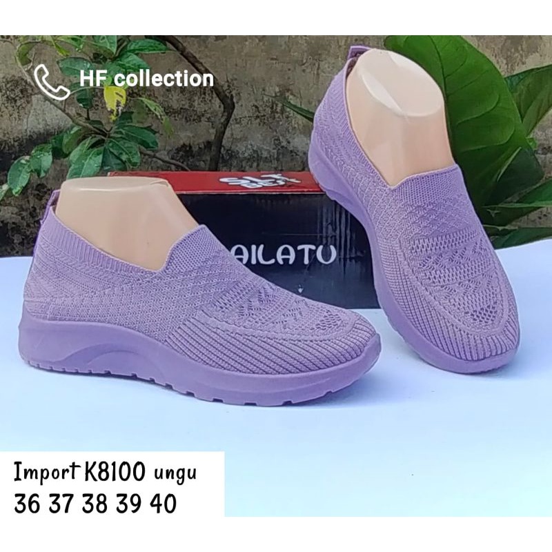 Import Sepatu Wanita Slip On Rajut Sport/Casual