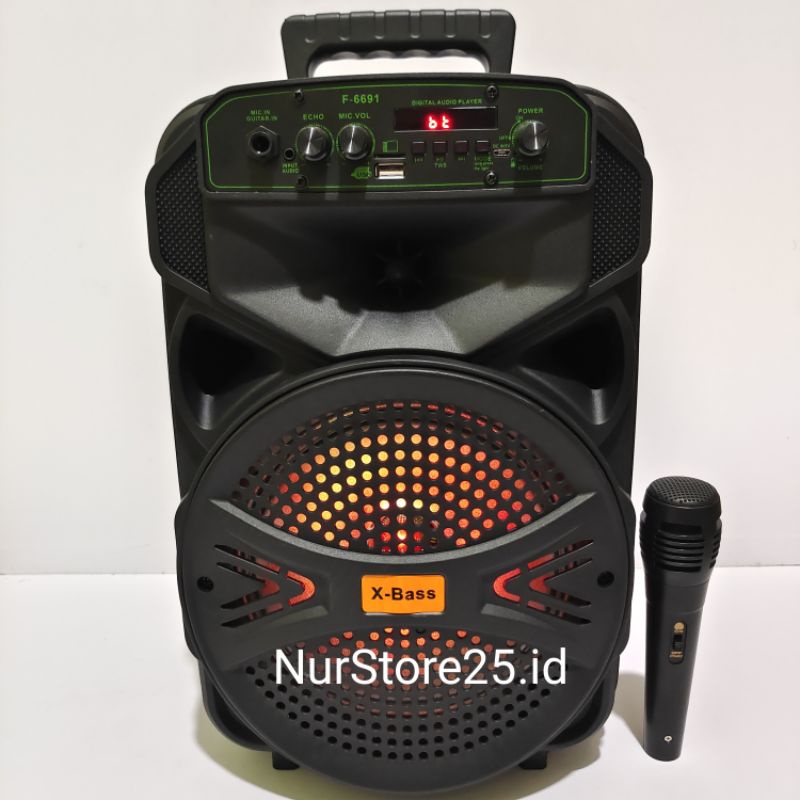 Speaker Bluetooth Portable Fleco F-6691 Bonus Mic Dan Remot/Salon Aktif/Musik Box Bluetooth Full Bas