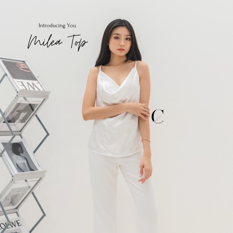 MILEA TOP - ATASAN TANKTOP SATIN PREMIUM WANITA