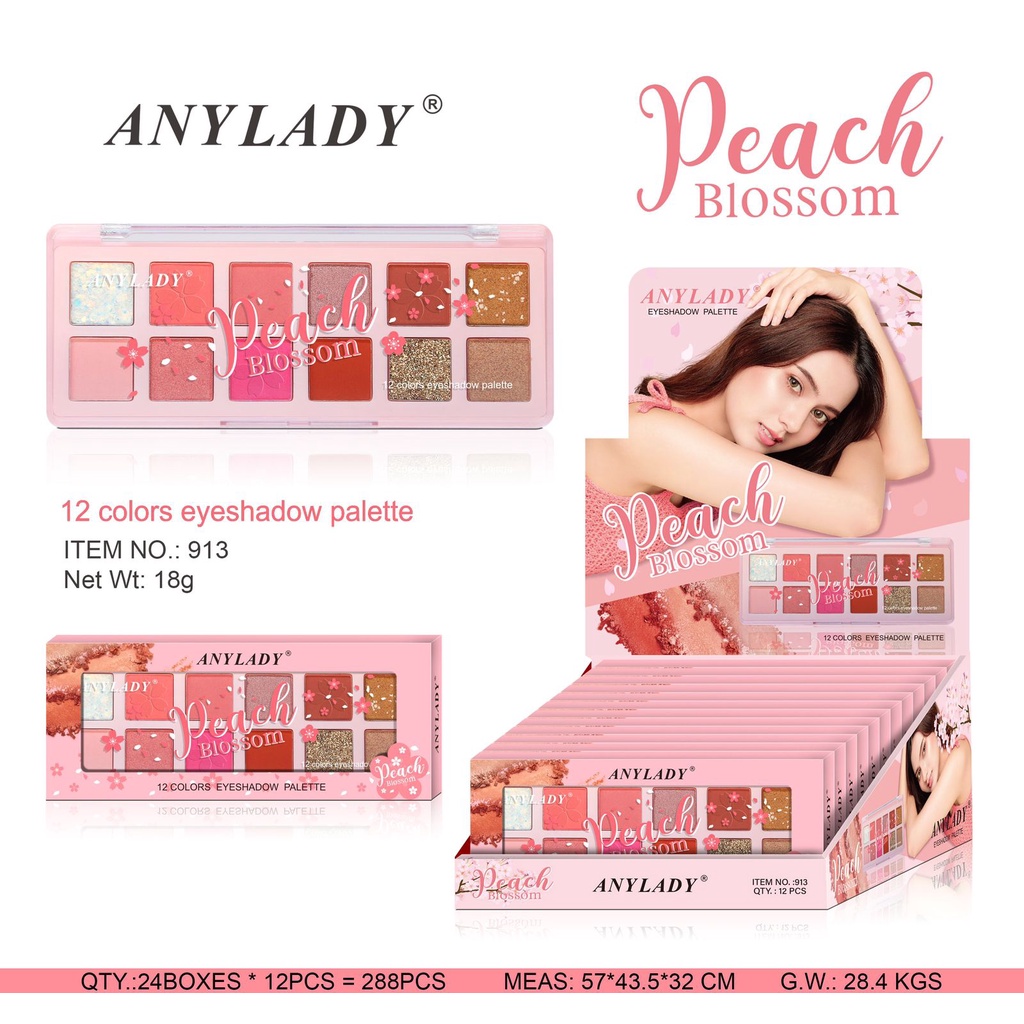 Eyeshadow Anylady PEACH BLOSSOM  12 COLOR PALETTE 913