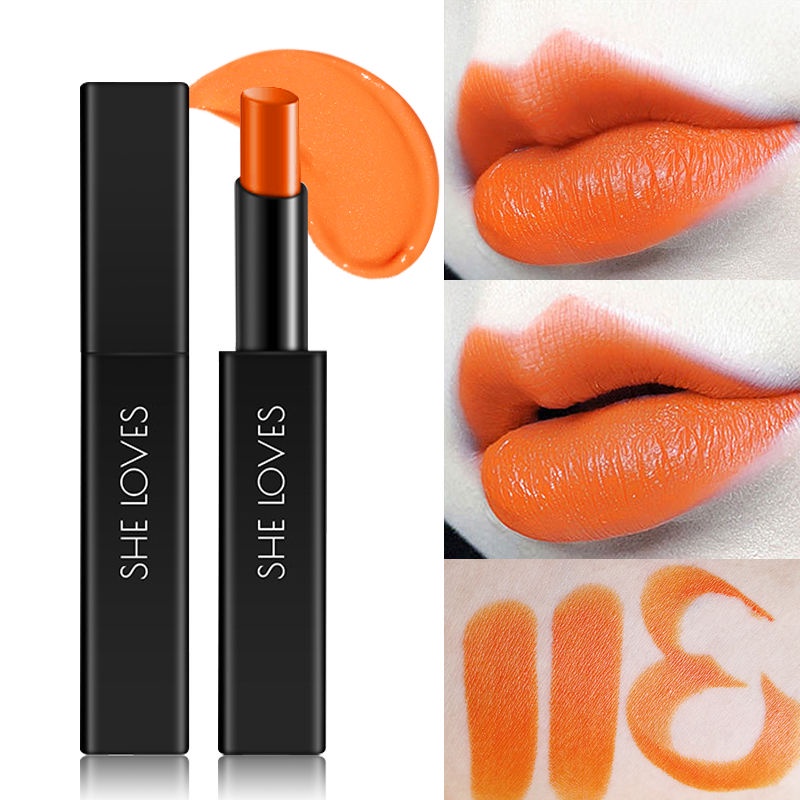 Bao Warna Lipstik Vitalitas Orange Vibrant Orange Seri Warna Oranye Merah Cream Labu Oranye Warna Pe