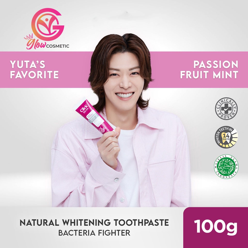 CLICK NATURAL TOOTHPASTE WHITENING + BACTERIA FIGHTER (PASSION FRUIT MINT) 100GR