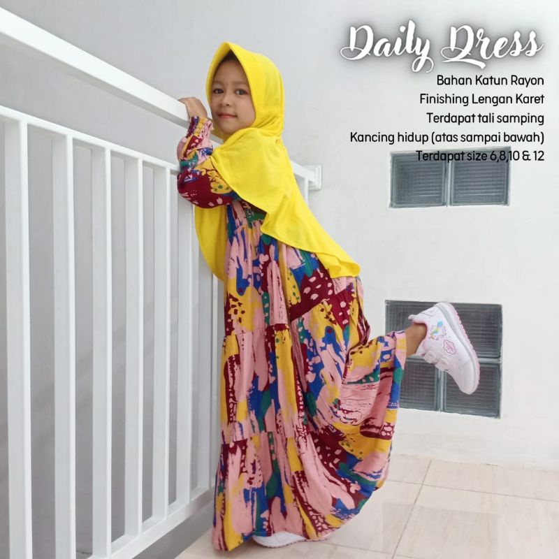 New-Gamis Anak Motif/Busana Muslimah_Daily Dress Kids_Bahan Katun Rayon Premium_Nyaman dipakai