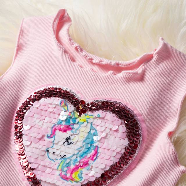 81100 DRESS UNICORN SEQUIN / DRESS TUTU RAINBOW / GAUN TUTU ANAK IMPORT KOREA LUCU HALUS BLING