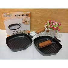 Panci Panggang Serbaguna Pemanggang Daging BBQ Cookware Sate Non-Stick Square Grill Pan Fordable