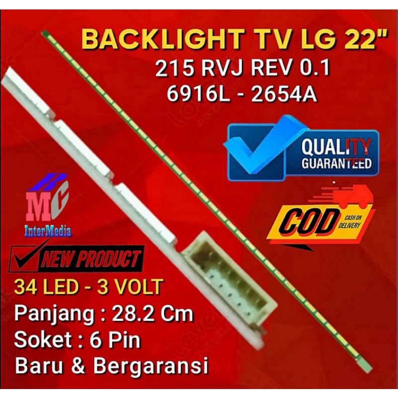 BACKLIGHT TV LED LG 22 INCH 34 LED - 3 VOLT SMD LAMPU BACKLIGHT TV LED LG 22 INCH - 21.5 INCH 215 RE