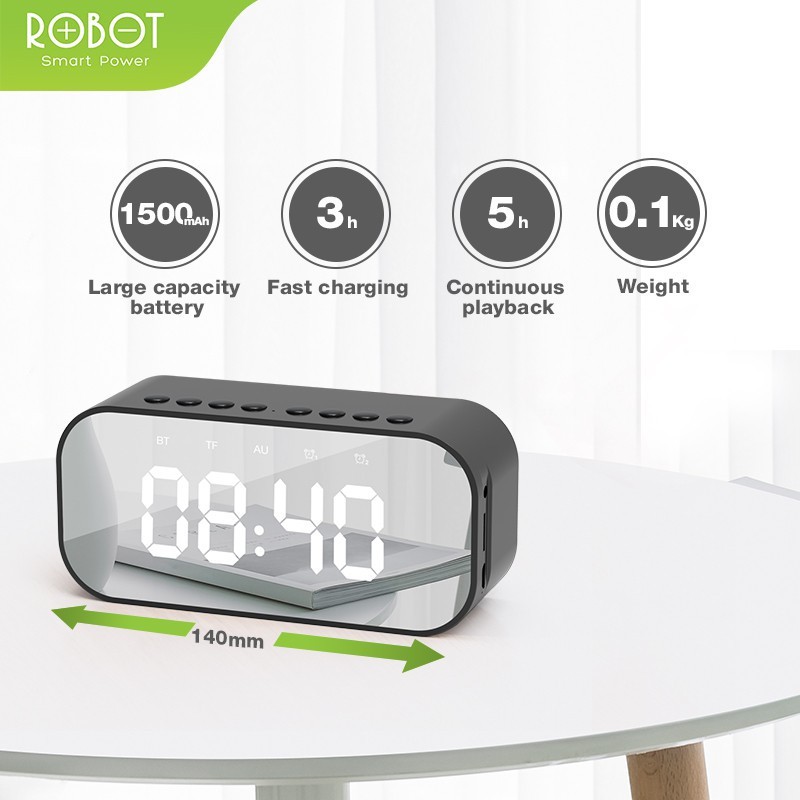 SPEAKER BLUETOOTH ROBOT RB550 5.0 ALARAM CLOCK WITH LED DISPLAY