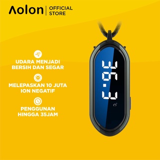Aolon F9 Mini Personal Wearable Air Purifier Ionizer Kalung Ion Negatif Dengan Suhu Dan Kelembaban