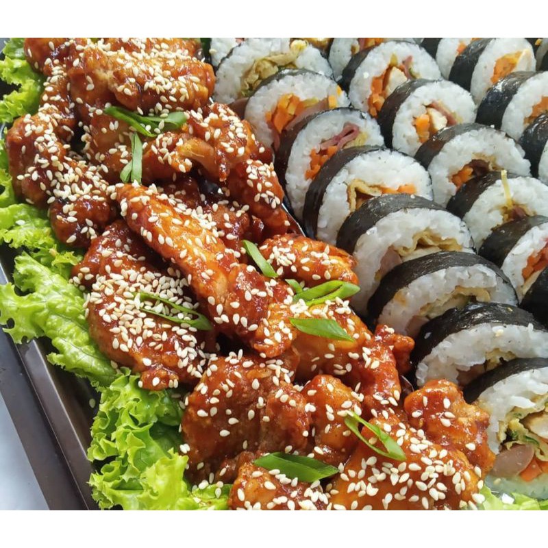 

korean food sushi chicken fire mukbang