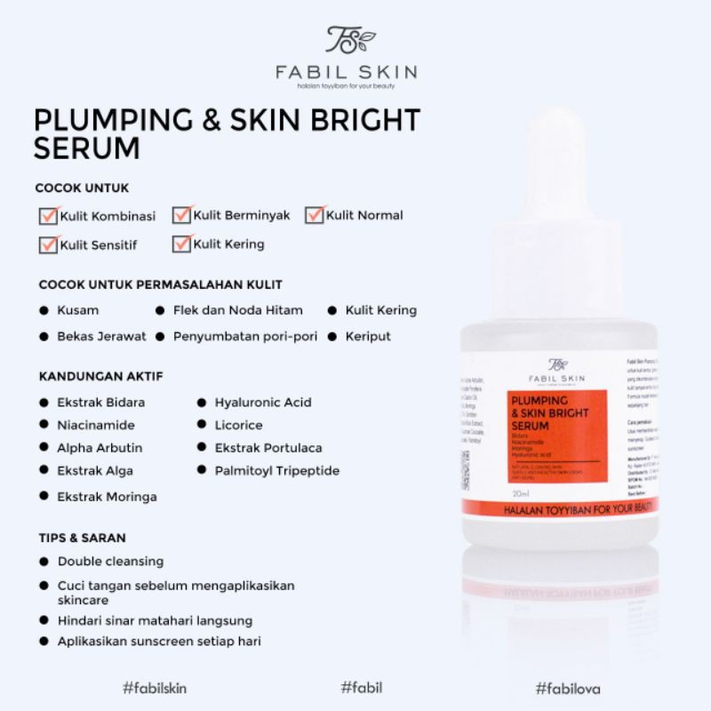 Fabil Plumping & Skin Bright Serum Fabil Skin Fabil Beauty Skincare Sunnah Herbal