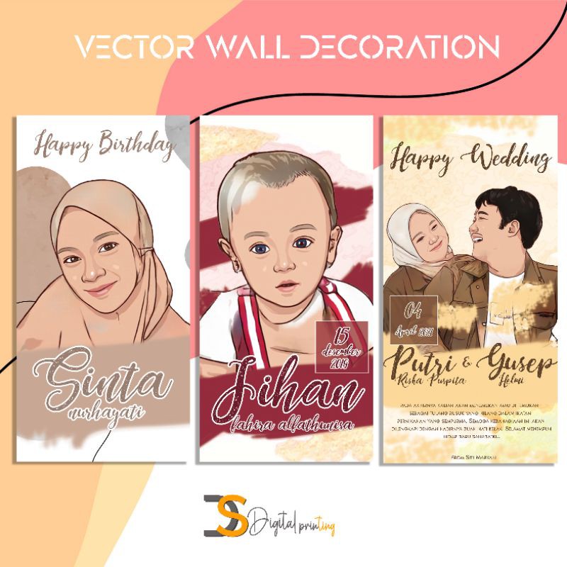 Wall Decoration - Kado unik - Hadiah Ulang tahun - Vector art - Papan Mdf