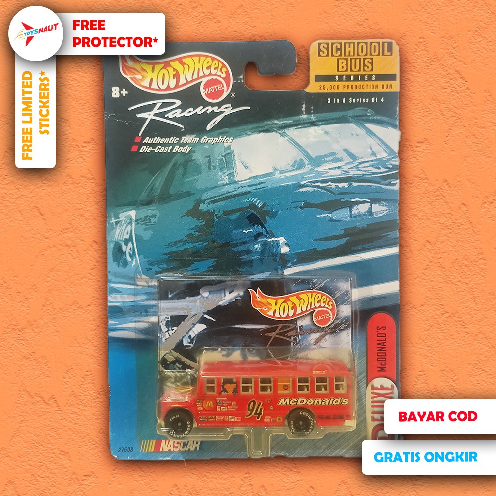 HW Hotwheels Racing Nascar Deluxe School Bus Bill Elliott Mcdonald's