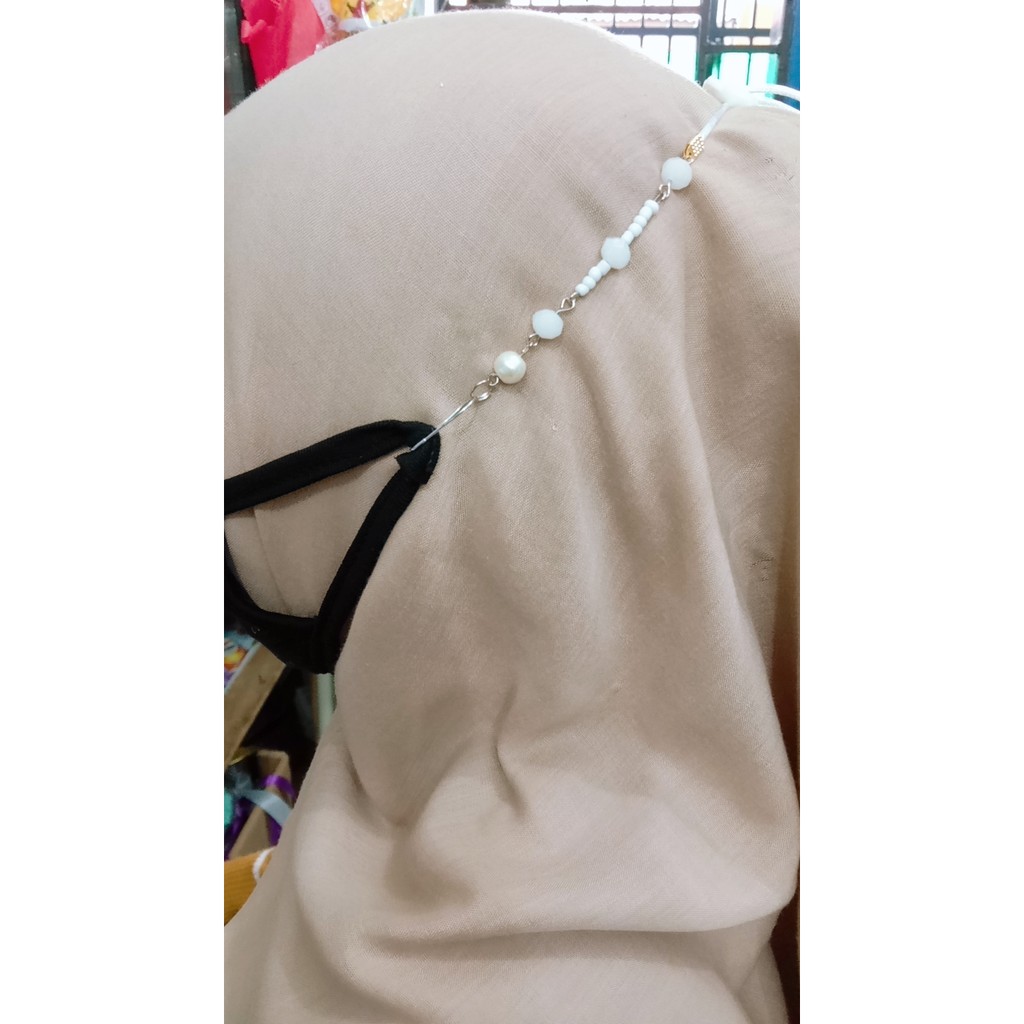 Kalung Masker hijab strap Mask Korea Kalung Masker motif Kristal &amp; Mutiara  Kalung Strap Mask