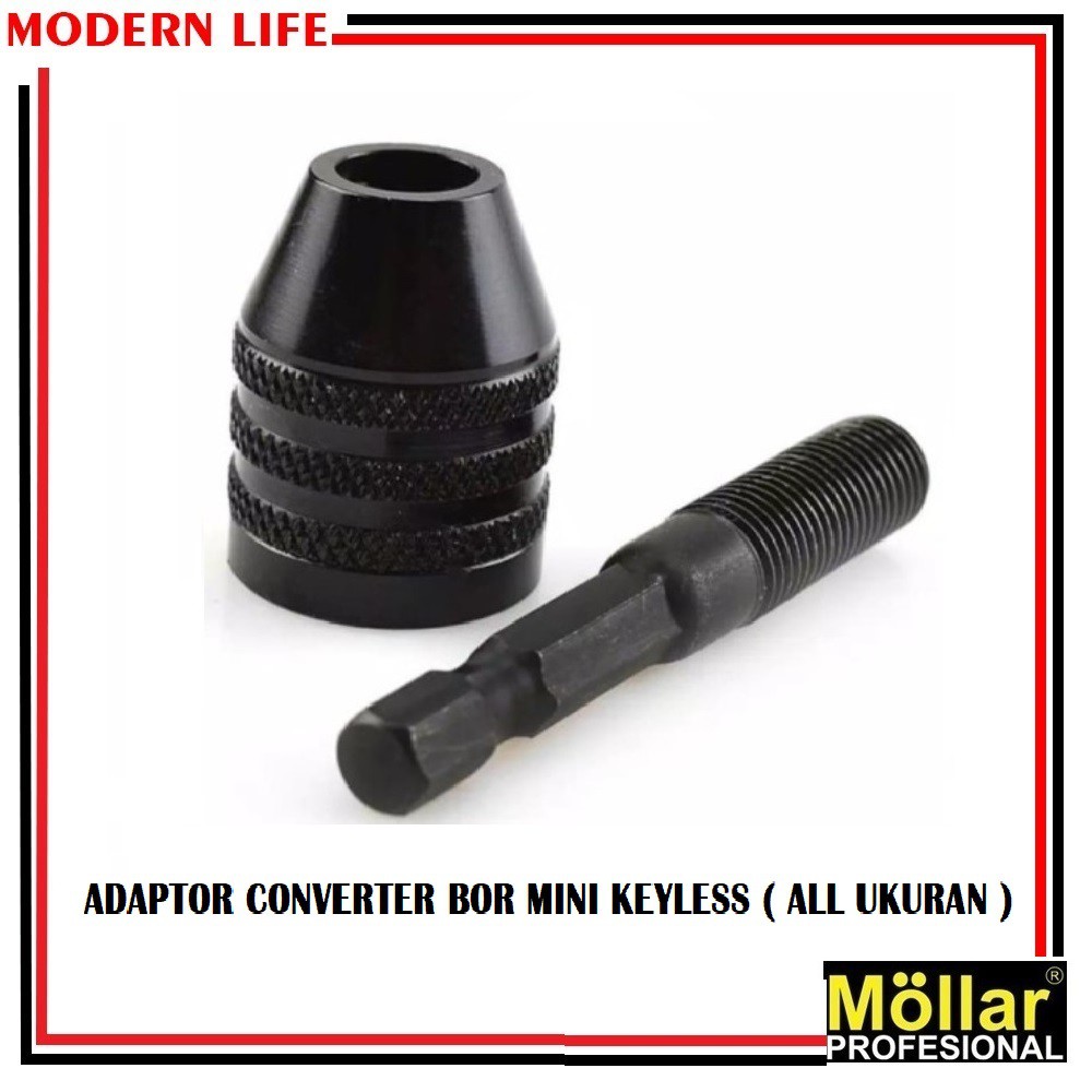 Adaptor Converter Hex Shank Kepala Bor Mini Keyless ( Semua Ukuran )