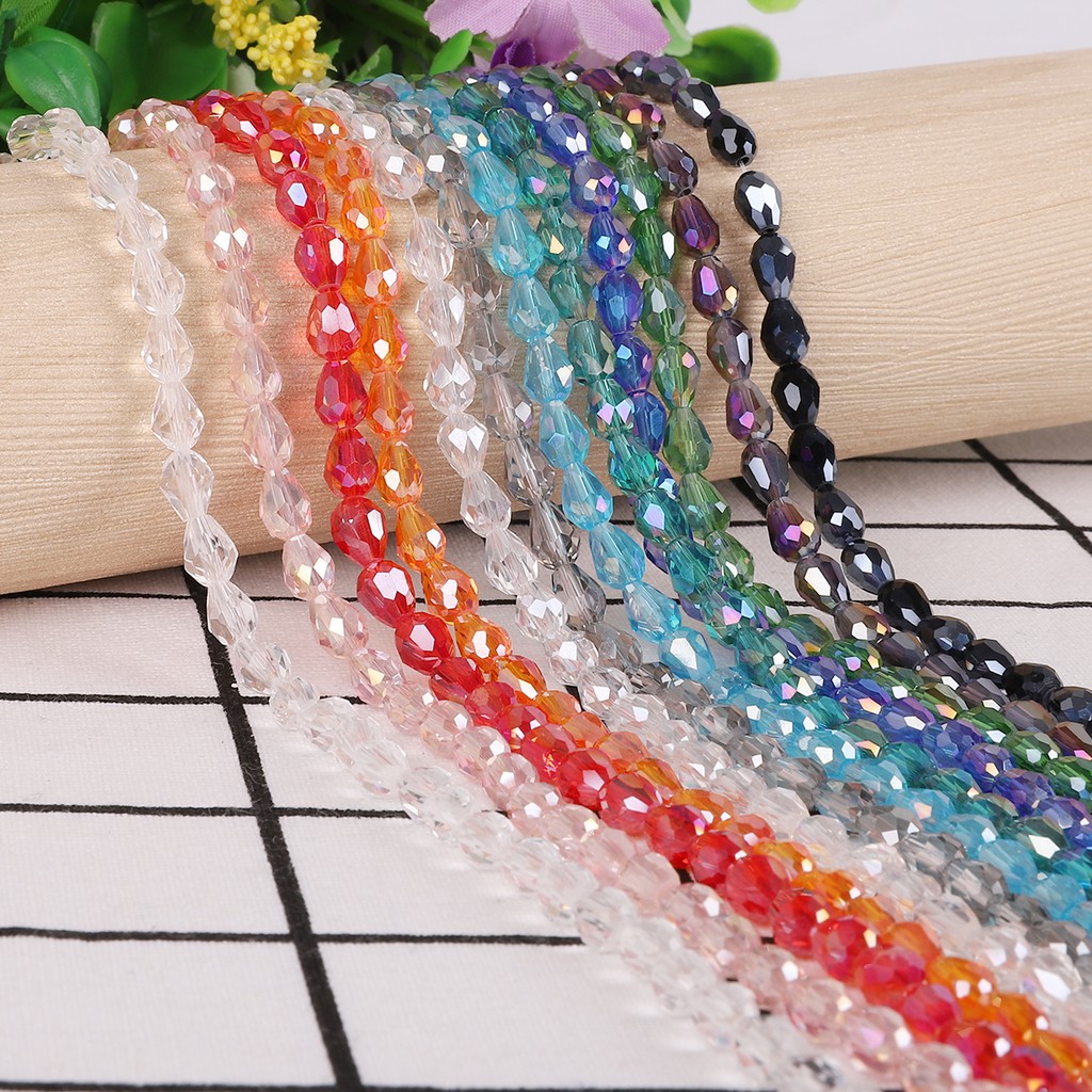 Hot Colorful 3 x 5 mm 100 Pcs Austria Faceted Glass Beads Tear Drop Crystal Beads For Garment Decoration Crafts DIY Making