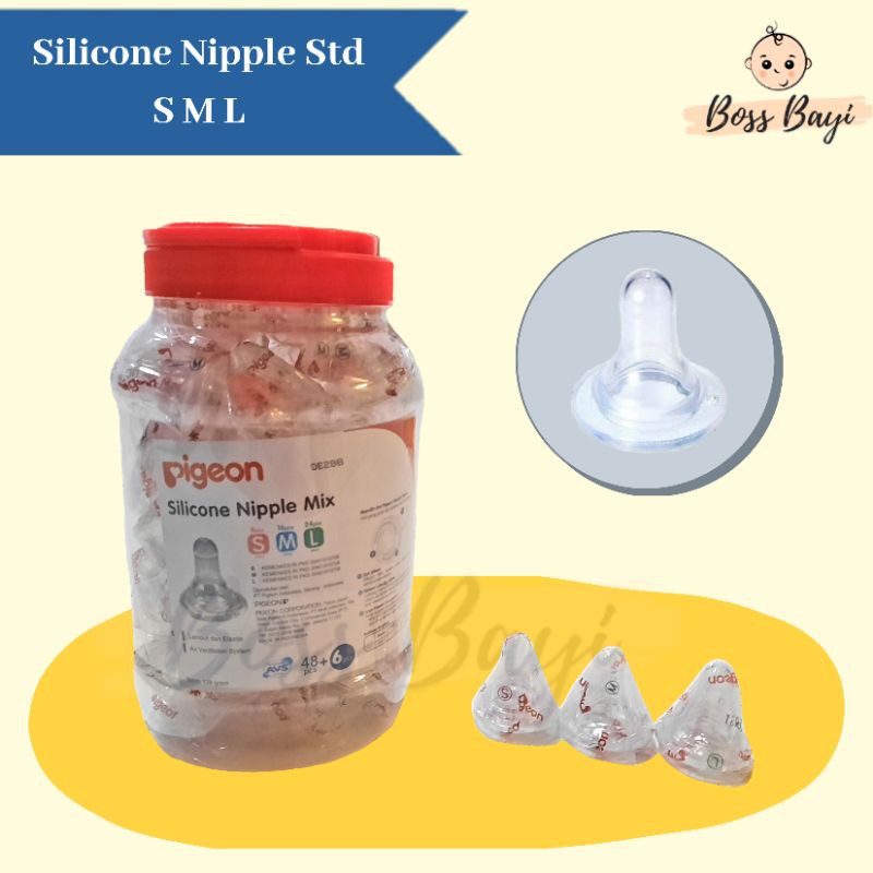 Pigeon Dot Silicone Nipple Standart Eco Slim Neck SML ecer satuan