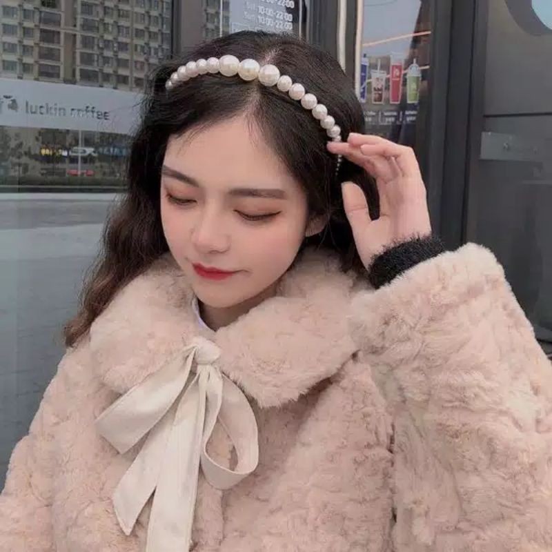 Bando Mutiara Besar Korea Korean Pearl Headband Jumbo