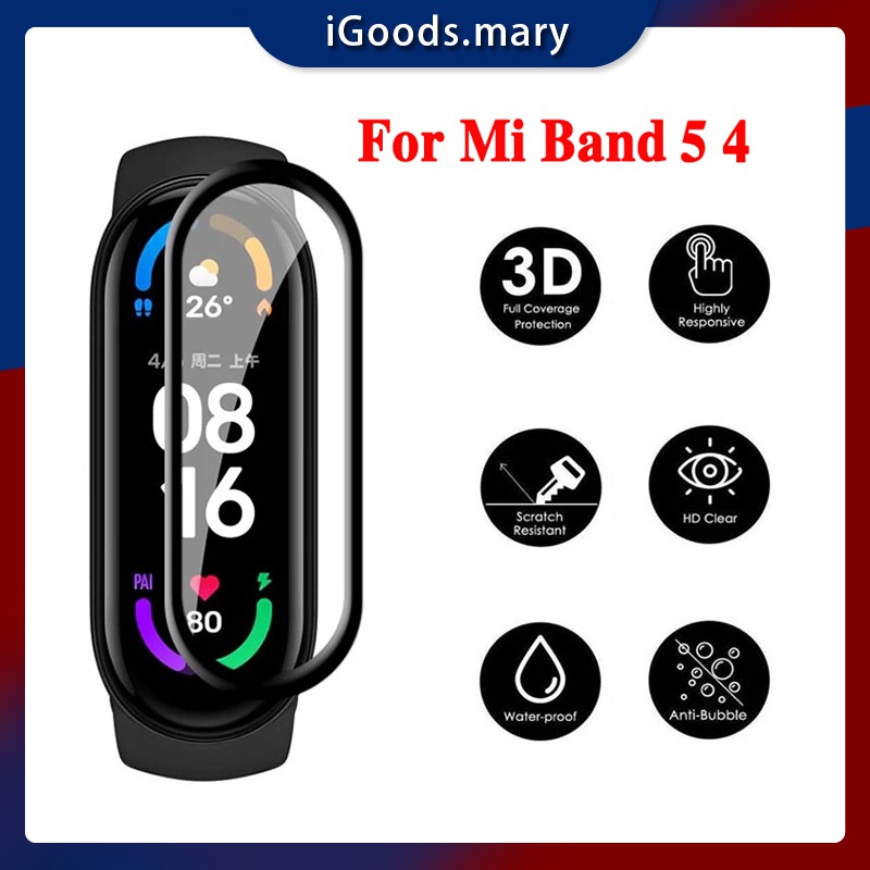 Pelindung Layar Lengkung 3D untuk Xiaomi Mi Band 8 7 6 5 4 Film Pelindung Penutup Penuh