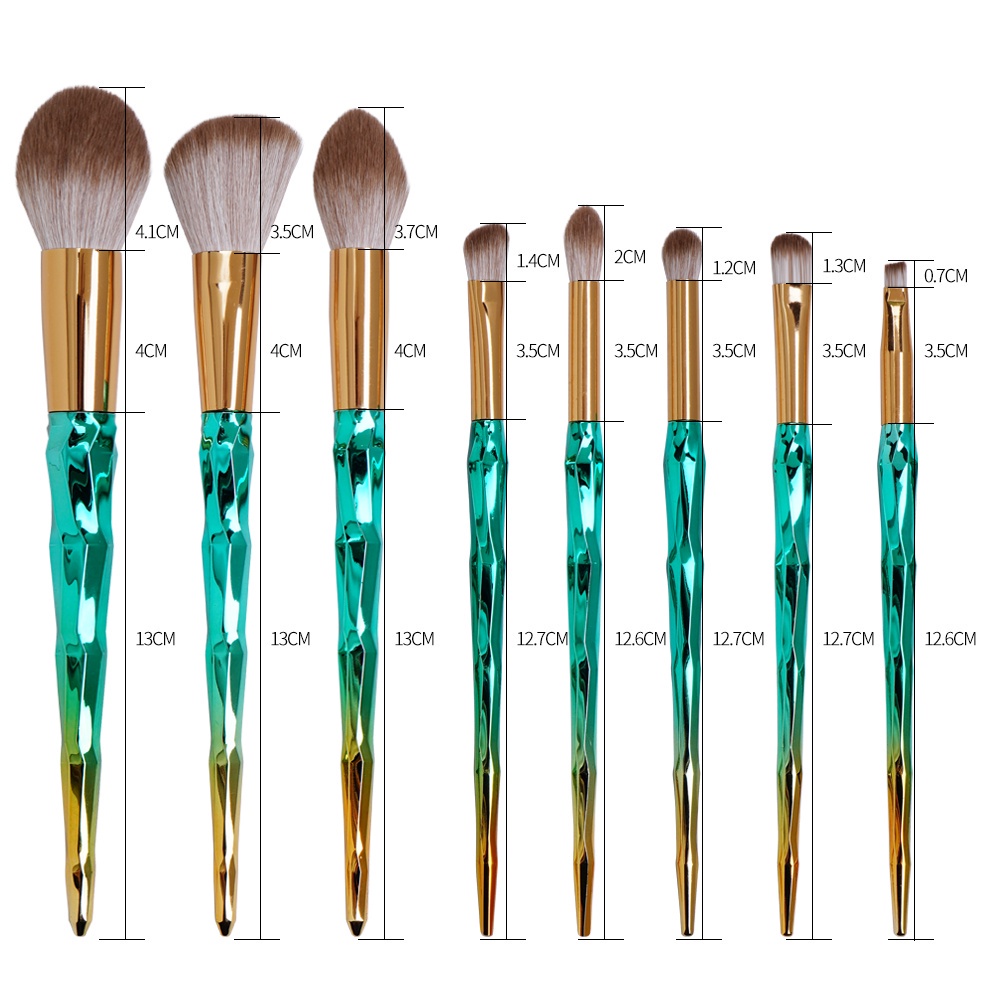 MAGEFY51039 8Pcs/Set Brush Kit Kuas Makeup Berlian Bulu Nilon Alat Make Up Brush Lembut Kosmetik Aksesoris Original Eyes