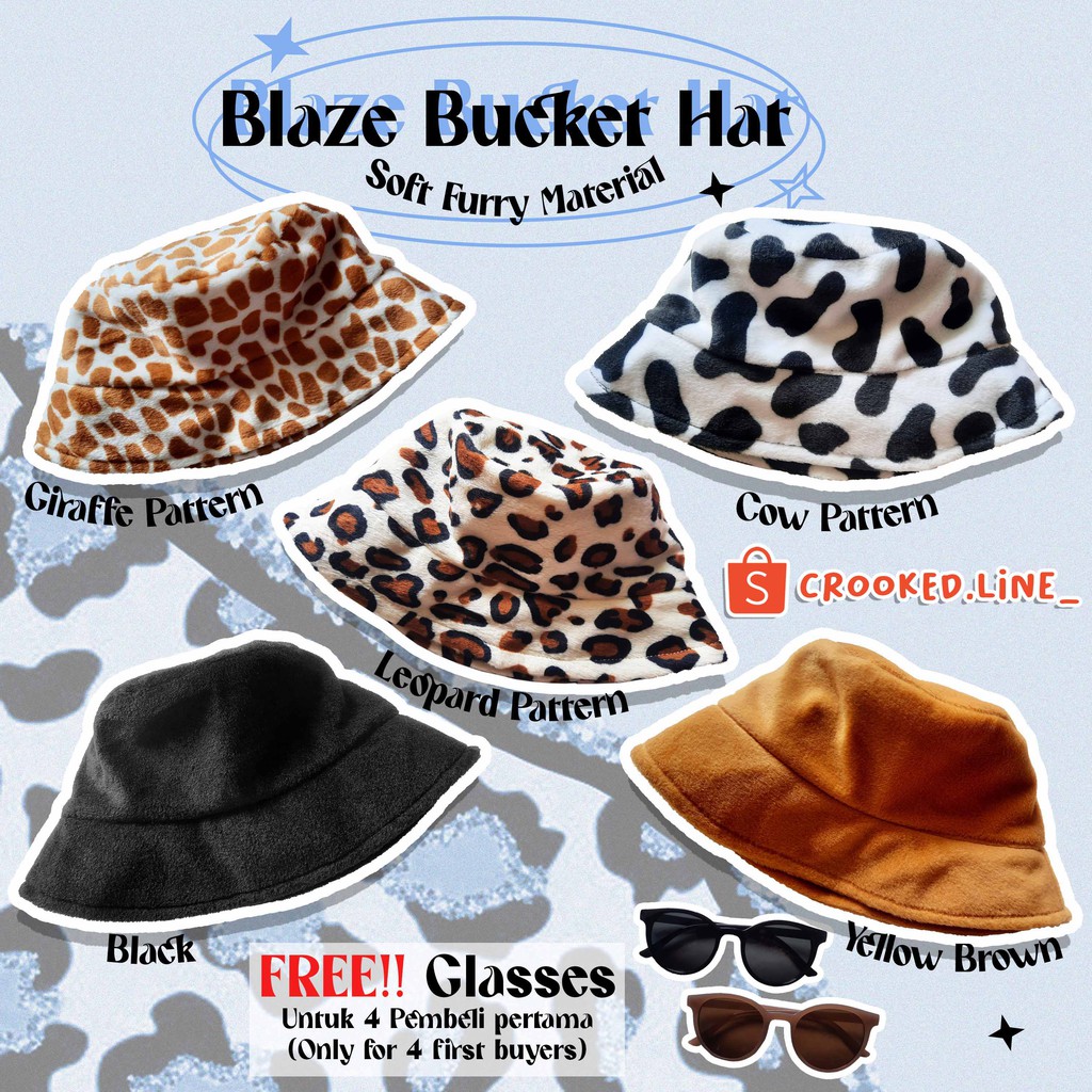BLAZE BUCKET HAT CROOKED LINE TOPI BUCKET HAT AESTHETIC KOREAN BUCKET HAT FLUFFY BUCKET HAT FURRY Y2