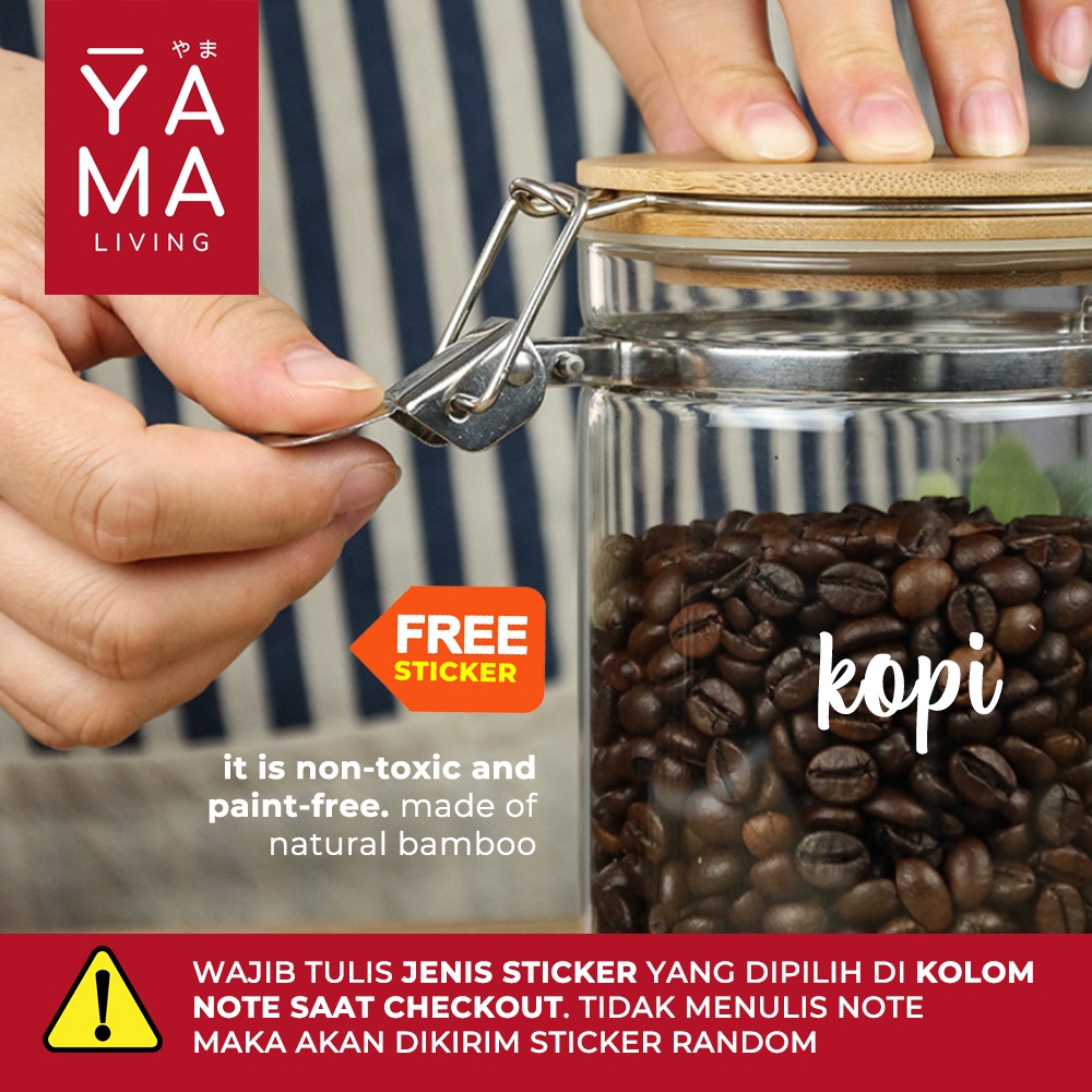 YAMA KURO Seasoning Bamboo Jar Toples Kaca Kedap Udara Tempat Bumbu Dapur Bambu Borosilicate Glass