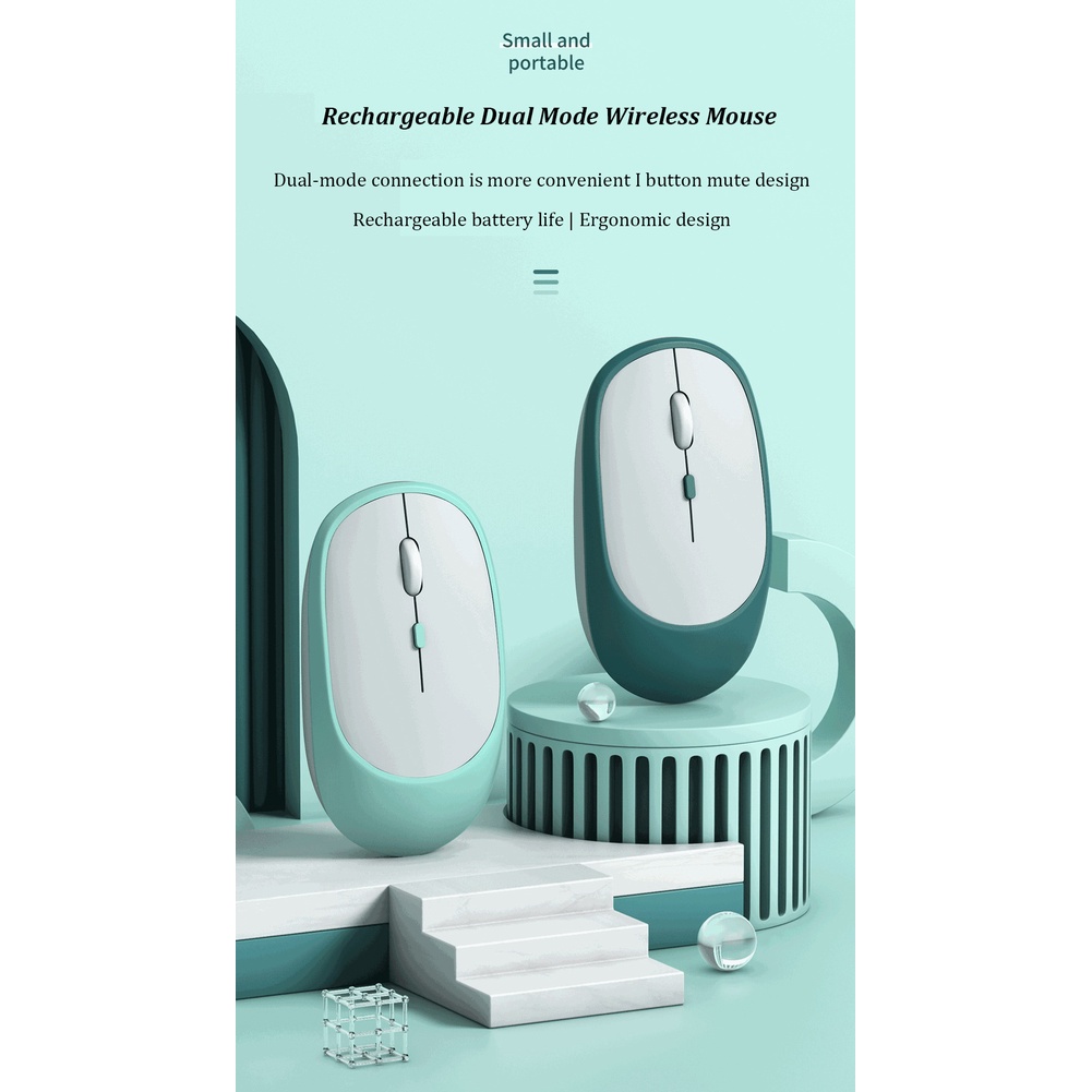 Goojodoq Silent Bluetooth &amp; 2.4G Mouse Wireless Ultra Tipis Portable Mouse USB Rechargeable