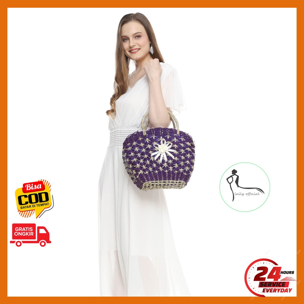 Tas Wanita Pesta Kondangan Etnik Anyaman Pandan cw cewek abg kekinian terbaru murah