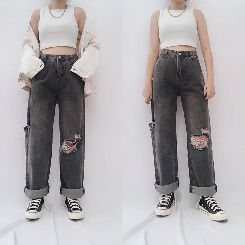 CLOTHIER - Greyson Baggy Jeans | Unisex Ripped Wide Leg Denim