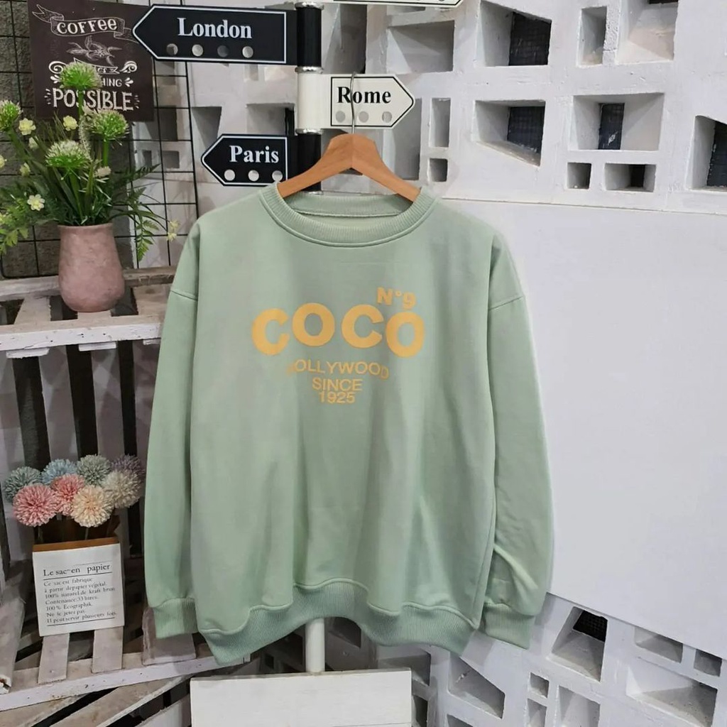 COCO 2XL 3XL Sweater Crewneck Oblong Oversize | Outerwear Pria Wanita Fashion Terkini Korean Style