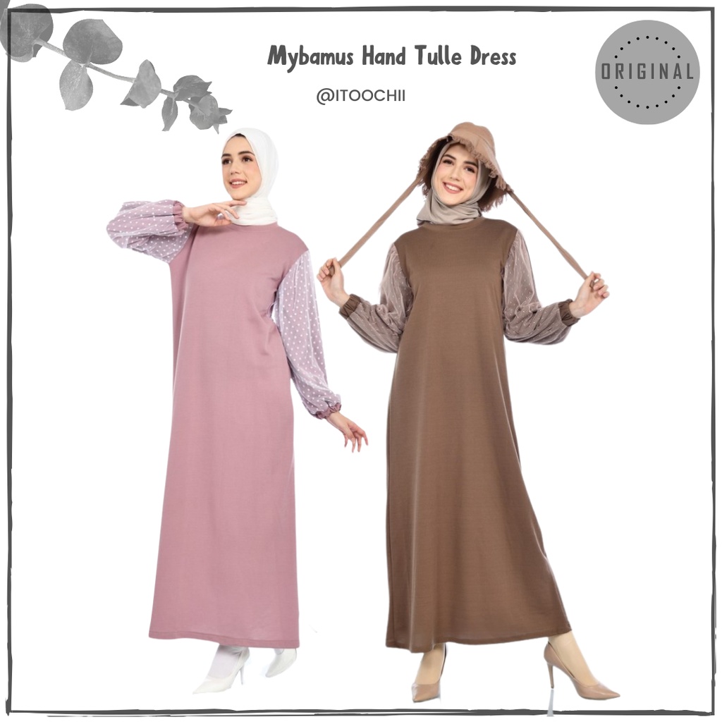 Mybamus Hand Tulle Dress Gamis Wanita Lengan Balon Dress Pesta Undangan