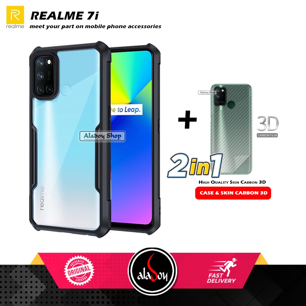 Case REALME 7i Armor Fusion Transparent Casing Free Skin Carbon 3D