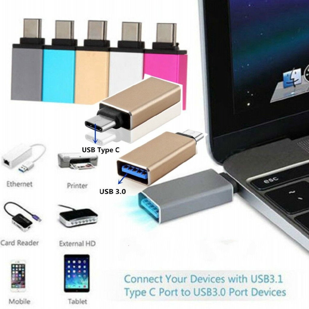 Adapter Converter USB 3.0 Female to USB 3.1 Tipe C OTG Bahan Aluminium