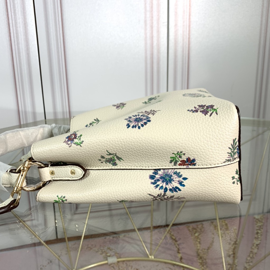 TAS WANITA SELEMPANG SMALL CH TOWN BUCKET BAG WITH DANDELION FLORAL PRINT 2310