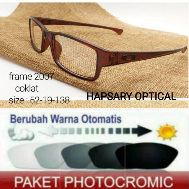 Paket Hemat : Frame Kacamata Pria Sporty Free Lensa Minus Photocromic Plus Anti Radiasi dan Anti UV