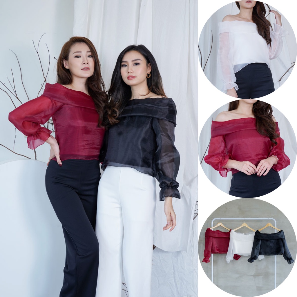 KLAVIOHELLO - BLOUSE HARMONICA LENGAN PANJANG ORGANZA SCUBA PRIME SABRINA TOP