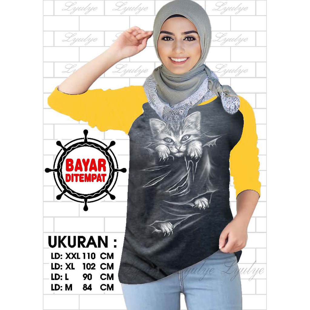 Kaos Raglan (K.SOBEK)/Kaos Wanita Lengan 3/4/ Kaos Wanita/ Kaos Cewek/ Kaos Oblong/Misty