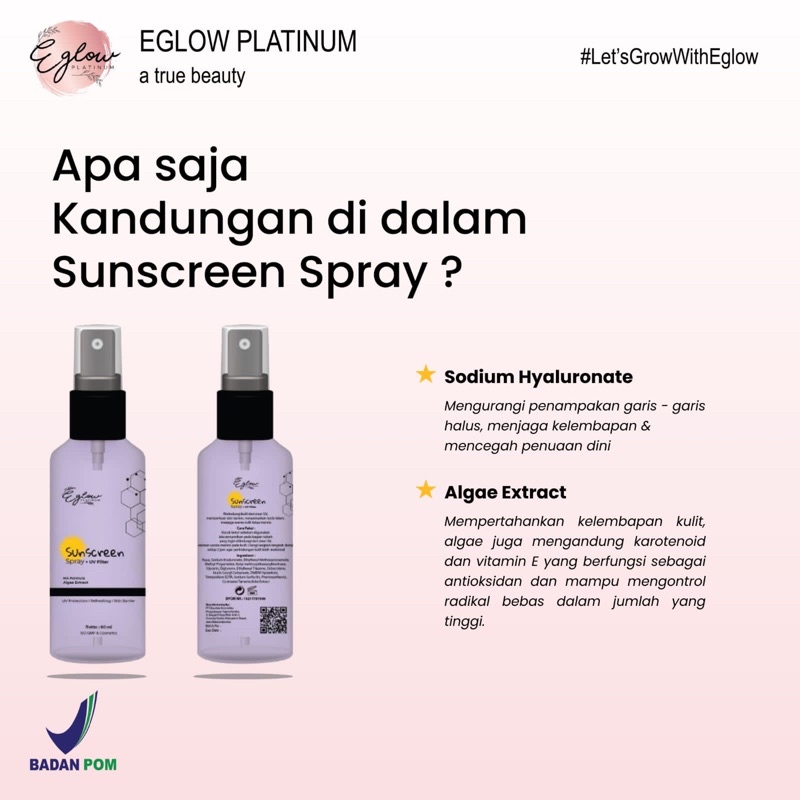 SUNSCREEN SPRAY E GLOW PLATINUM