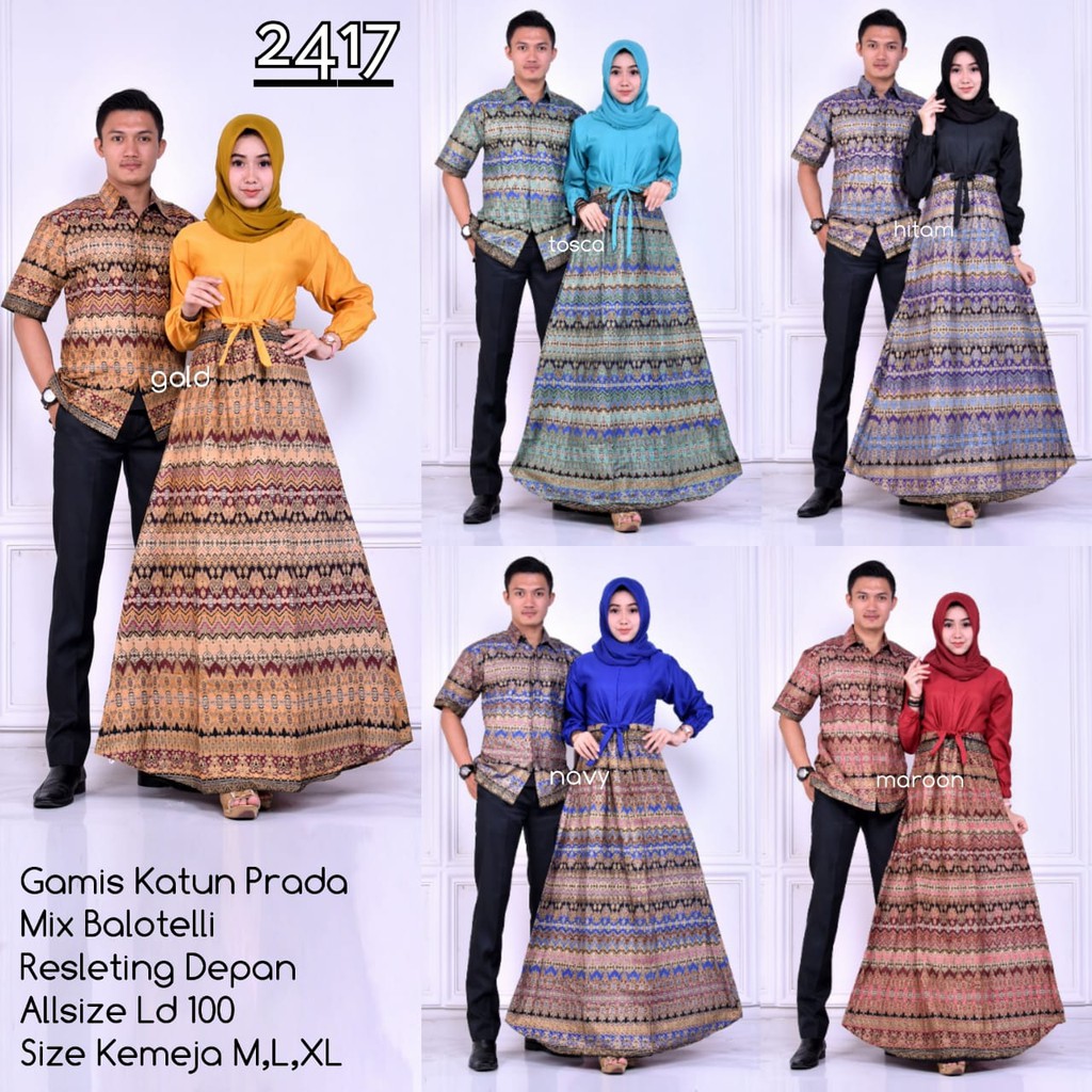 BAJU BATIK COUPLE MODEL GAMIS KATUN PRADA TERBARU T2417