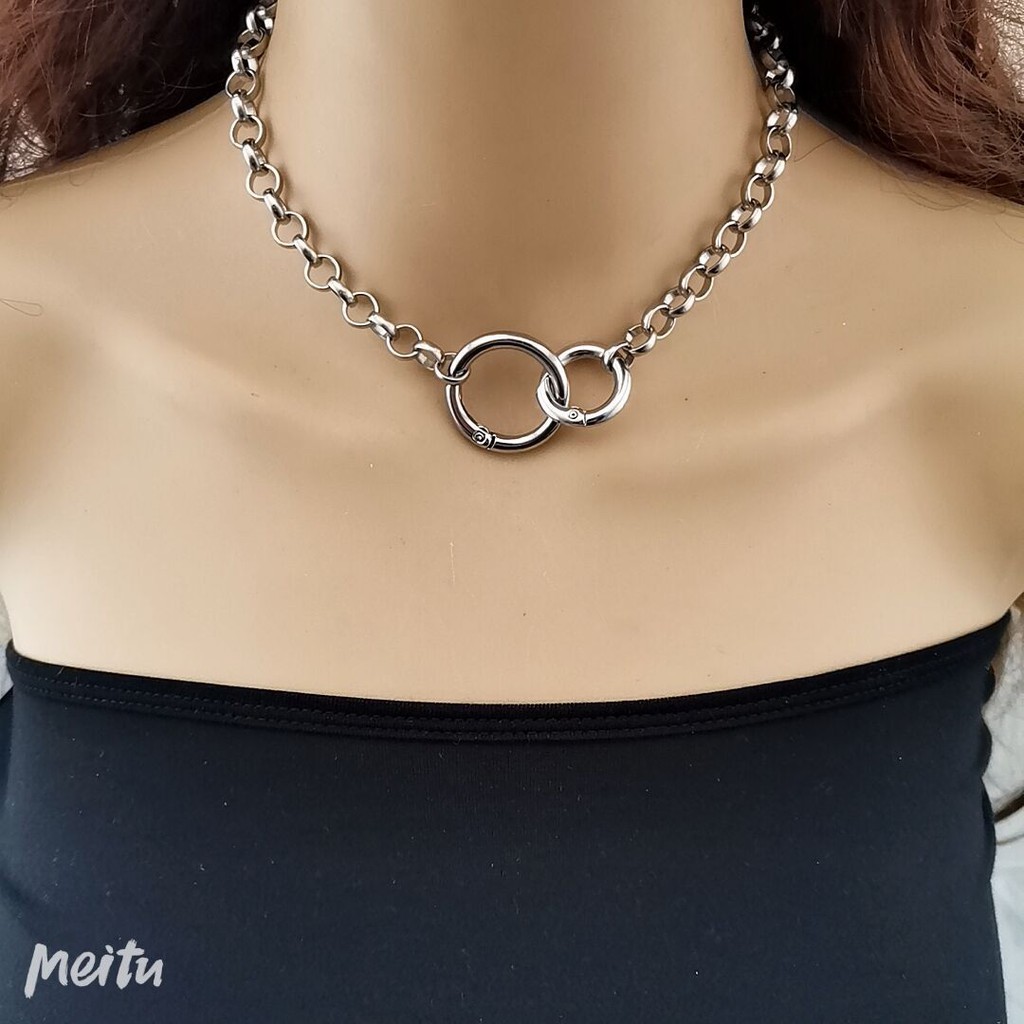 CH-13 kalung choker wanita rantai silver borgol gothic punk korea jepang kpop