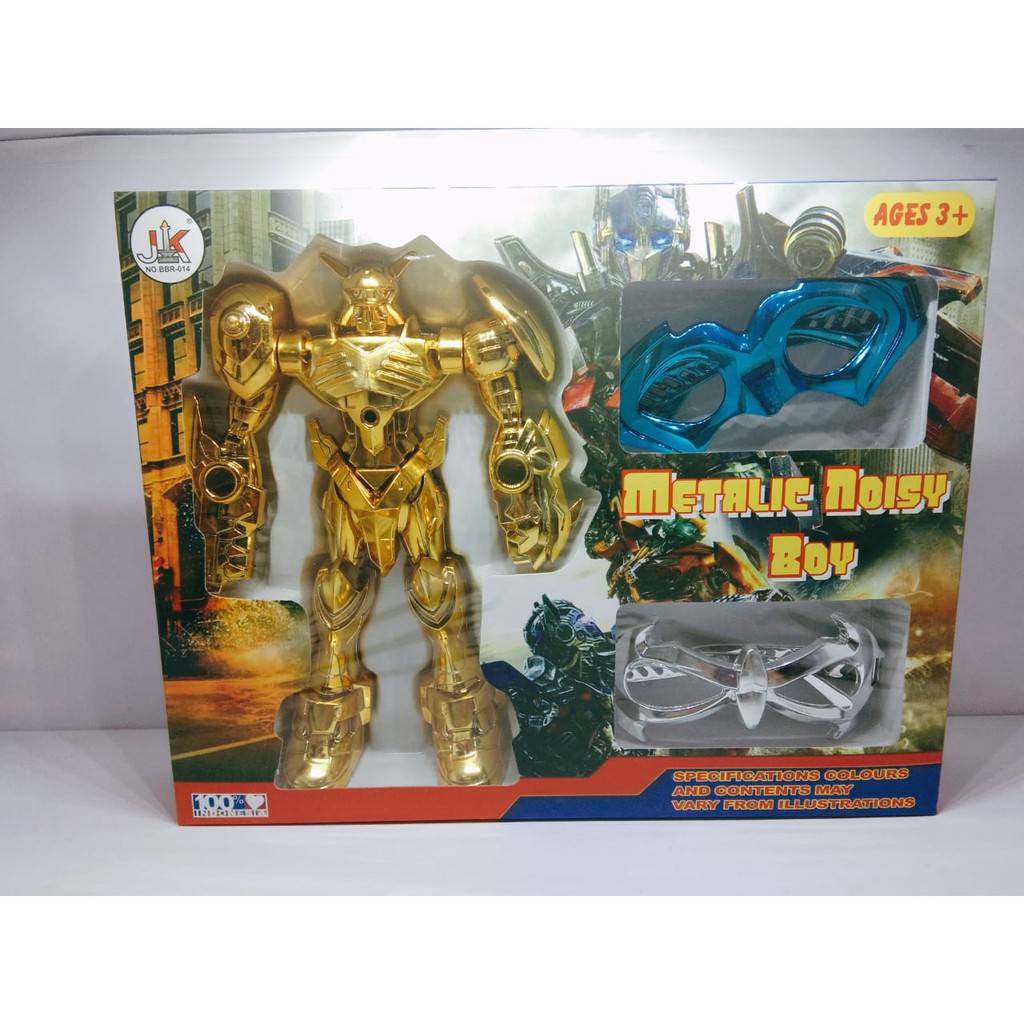 Mainan Anak Robot plus Kacamata - robot metalic noisy boy - BBR014